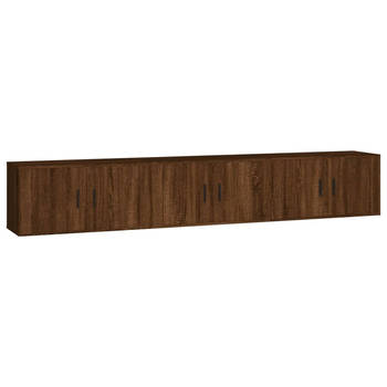 The Living Store TV-wandmeubel met 3 stuks - 80 x 34.5 x 40 cm - Bruineiken