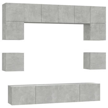 The Living Store tv-kastenset - betongrijs - 4x60x30x30cm - 2x80x30x30cm - 2x30.5x30x30cm