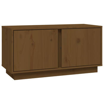 The Living Store Tv-kast Grenenhout - 80 x 35 x 40.5 cm - Honingbruin