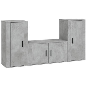 The Living Store TV-meubelset betongrijs - 80 x 34.5 x 40 cm + 2 x 40 x 34.5 x 80 cm - klassiek design