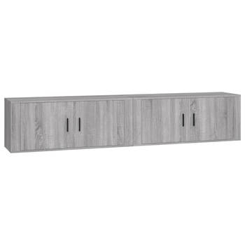 The Living Store TV-Wandmeubel - Grijs Sonoma Eiken - 100 x 34.5 x 40 cm - 2 stuks