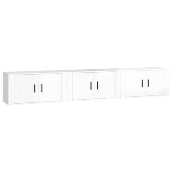 The Living Store TV-wandmeubel - Hoogglans wit - 80 x 34.5 x 40 cm - 3-delig