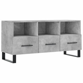 The Living Store Tv-meubel Betongrijs 102x36x50 cm - Stevig Bewerkt hout en IJzer