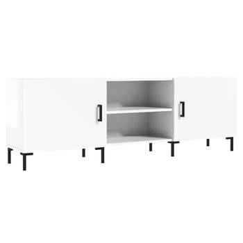 The Living Store TV-meubel Hoogglans Wit - 150 x 30 x 50 cm - Bewerkt hout en ijzer