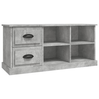 The Living Store TV-meubel Betongrijs - 102 x 35.5 x 47.5 cm - met Lades - Open Vakken