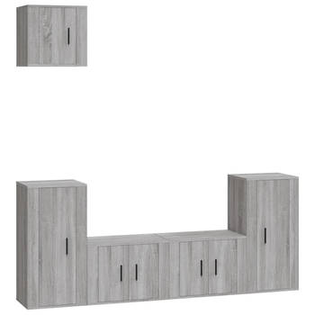 The Living Store TV-meubelset - Classic Grey Sonoma Eiken - 2x57x34.5x40cm - 2x40x34.5x80cm - 1x40x34.5x40cm