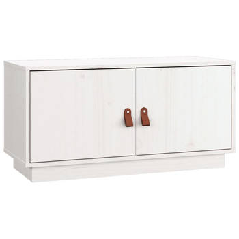 The Living Store TV-meubel Grenenhout - 80 x 34 x 40 cm - Wit