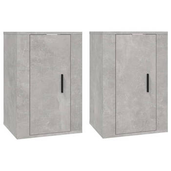 The Living Store Tv-wandmeubel - Betongrijs - 40 x 34.5 x 60 cm (B x D x H) - 2 stuks