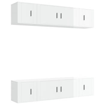 The Living Store TV-meubelset - Hoogglans wit - Wandgemonteerd - 2x 100 x 34.5 x 40 cm + 4x 40 x 34.5 x 40 cm