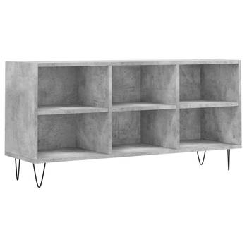 The Living Store TV-meubel Betongrijs - TV-kast met 6 Vakken - 103.5 x 30 x 50 cm - Bewerkt Hout en IJzer
