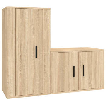 The Living Store TV-meubelset Sonoma Eiken - Wandgemonteerd - 57x34.5x40 cm - 40x34.5x80 cm - Hoogwaardig hout