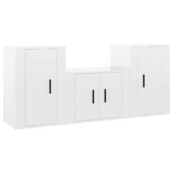 The Living Store TV-meubel Set - Hoogglans wit - 1x 57x34.5x40cm - 2x 40x34.5x60cm