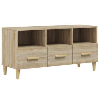 The Living Store TV meubel Sonoma eiken - Bewerkt hout - eucalyptushout - 102x36x50cm