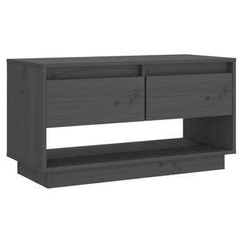 The Living Store Zwevend Tv-meubel - 74 x 34 x 40 cm - Grijs - Massief grenenhout