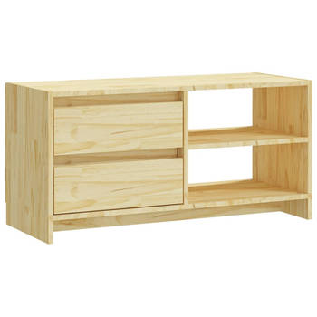 The Living Store TV-meubel Grenenhout - 80 x 31 x 39 cm - Met lades en opbergschappen