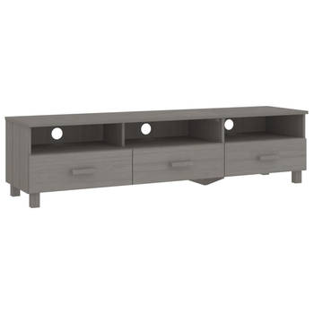 The Living Store HAMAR TV-meubel - lichtgrijs massief grenenhout - 158 x 40 x 40 cm - 3 lades 3 vakken