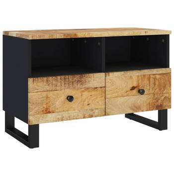 The Living Store Houten TV-meubel - Industrieel - 70x33x46 cm - Massief mangohout - bewerkt hout - ijzer