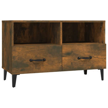 The Living Store Tv-meubel Industrial - Gerookt eiken - 80x36x50 cm - Bewerkt hout - Vochtbestendig