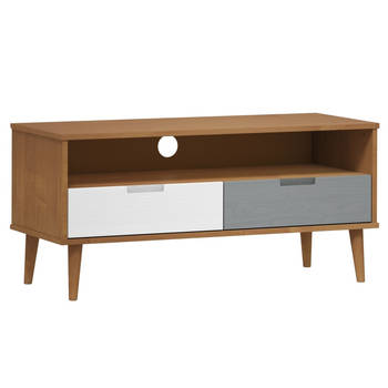 The Living Store MOLDE Tv-kast - 106 x 40 x 49 cm - Massief grenenhout met uv-vernis