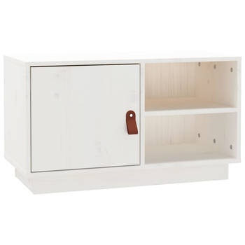 The Living Store TV-meubel Massief grenenhout - 70 x 34 x 40 cm - wit