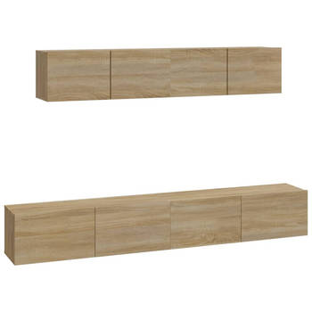 The Living Store TV-meubelset Sonoma Eiken - 60x30x30cm - 80x30x30cm - Stevig en praktisch design