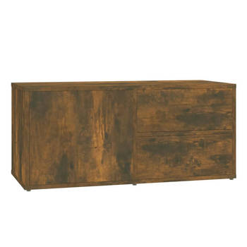 The Living Store TV-meubel Smoked Oak 80x34x36cm - Stevig en praktisch houten televisiemeubel