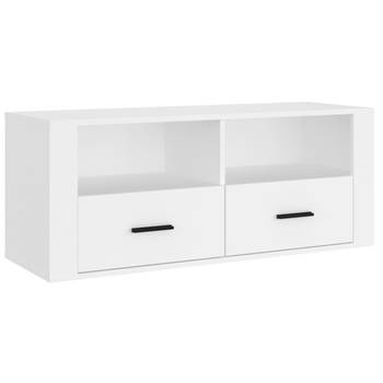 The Living Store Klassieke tv-kast - Hoge kwaliteit hout - Voldoende opbergruimte - Stevig blad - Wit - 100x35x40 cm