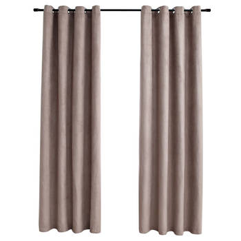 The Living Store Gordijnen Suede-Touch - Taupe - 140x175cm - 100% Polyester