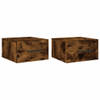 The Living Store Wandnachtkastjes - Gerookt eiken - 35 x 35 x 20 cm - Set van 2