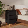 The Living Store Bedkastjes - Scandinavische charme - 4 houten poten - 3 lades - zwart - 40 x 35 x 69 cm