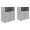 The Living Store Bedkastjes - Betongrijs - 50 x 32 x 60 cm - 2 lades - Stabiel en stevig