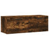 The Living Store Wandkast Gerookt Eiken - 100 x 36.5 x 35 cm - Zwevende kast