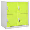 The Living Store Lockerkast Opbergkast - 90 x 45 x 92.5 cm - Staal - 4 lockers - Lichtgrijs en groen