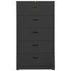 The Living Store Archiefkast Staal - 90 x 46 x 164 cm - Antraciet met slot en 5 lades