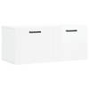 The Living Store Zwevende wandkast - Hoogglans wit - 80 x 36.5 x 35 cm - Bewerkt hout