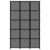The Living Store Vakkenkast - 15 boxen - zwart/grijs - 103x30x175.5cm