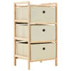 The Living Store Opslagmeubel - Cederhout - 3 Manden - 32x26x60cm - Beige - Draagvermogen 2kg - 2 rekken