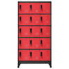 The Living Store Lockerkast 90x40x180 cm staal antracietkleurig en rood - Kast