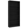 The Living Store Boekenkast - Zwart - 80 x 24 x 175 cm - Met 5-laags design