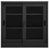 The Living Store Roldeurkast - Staal en gehard glas - 90 x 40 x 90 cm - Schuifdeuren - 2 verstelbare schappen - Slot