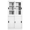 The Living Store Opbergkast - Staal en gehard glas - 90 x 40 x 180 cm - 3 schappen - Wit