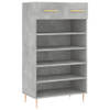 The Living Store Schoenenkast - Betongrijs - 60 x 35 x 105 cm - Duurzaam hout - Voldoende opbergruimte