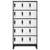 The Living Store Lockerkasten - Stalen opbergkast - Antraciet/Wit - 90x40x180 cm - 15 afsluitbare deuren