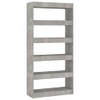 The Living Store Boekenkast Betongrijs 80x30x166 cm - Houten kast voor opbergen en decoratie