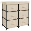 The Living Store Opbergkast met 6 lades 55x29x55 cm staal crèmekleurig - Kast