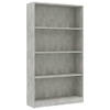 The Living Store Boekenkast - Bewerkt Hout - 80x24x142 cm - Betongrijs