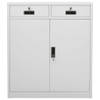 The Living Store Archiefkast - Staal - 90x40x102 cm - 2 verstelbare schappen - 2 lades - Lichtgrijs