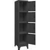 The Living Store Lockerkast Staal - 38 x 45 x 180 cm - 4 deuren - Antraciet