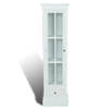 The Living Store Hoge Kast - Wit - 38 x 25.5 x 138 cm - Handgemaakt - MDF en Glas