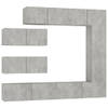 The Living Store Televisiemeubelset - Betongrijs - 4x 80x30x30cm + 1x 30.5x30x110cm + 2x 100x30x30cm